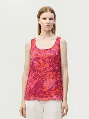 Adam Lippes Scoop Neck Tank Vermillion / Shocking Pink